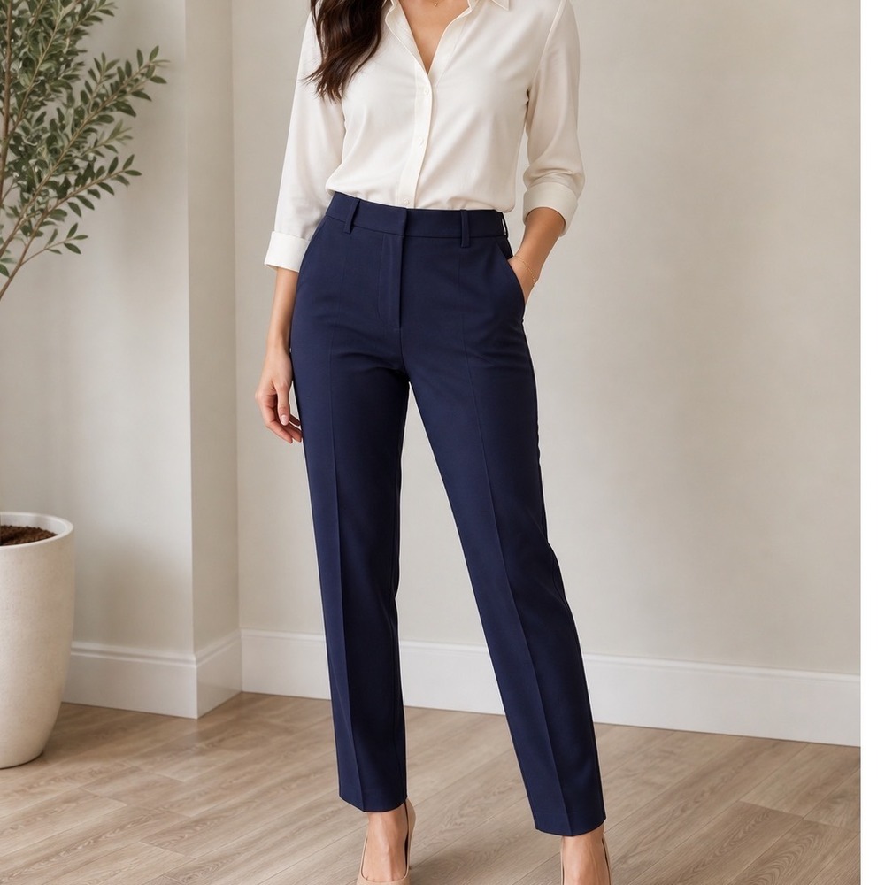 N°21 Women's Navy Blue Elastic Waist‎ Dress Pants Career Casual x2